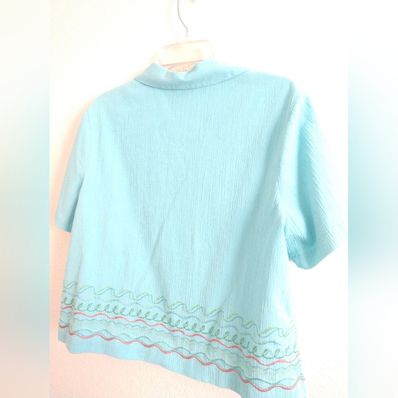 Napa Valley Petites Spring Summer Short Sleeve Shirt Robin's Egg Blue PL - Picture 5 of 6